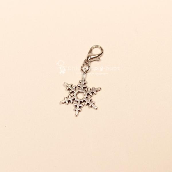 Charmsanhänger Weihnachten Schneeflocke rot versilbert