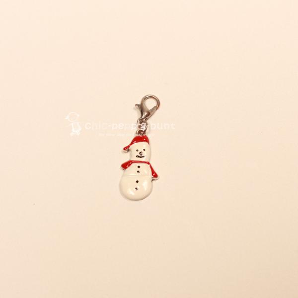 Charmsanhänger Weihnachten Schneemann weiss versilbert