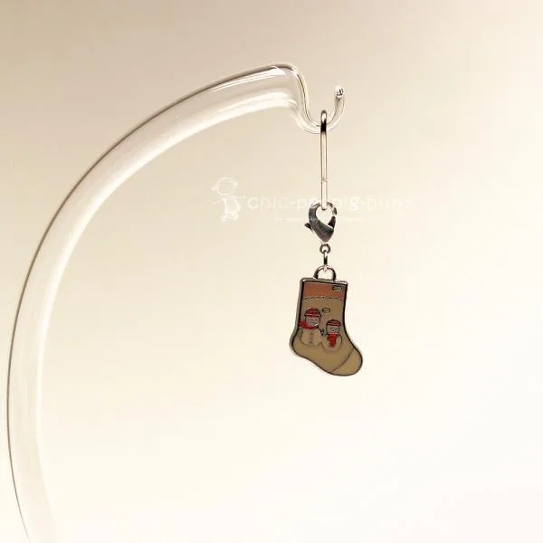 Charmsanhänger Weihnachten Nikolausstrumpf creme - charms anhaenger weihnachten schuh nikolaus socke versilbert