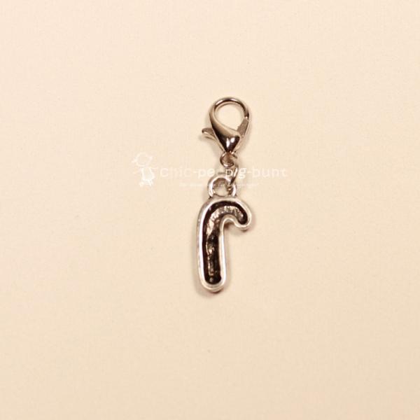 Charmsanhänger Weihnachten Zuckerstange rot-weiss versilbert