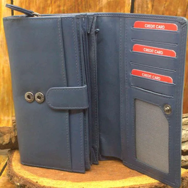 Geldbeutel echtes Leder blau