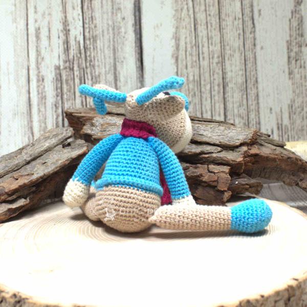 Elch als Dekofigur Stoffpuppe Spielfigur Handmade beige 18 cm gehäkelt