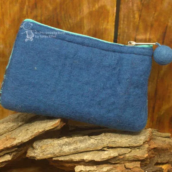 Mäppchen aus filz in blau