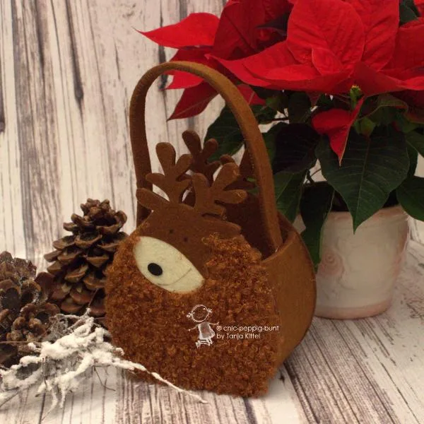 Geschenktasche Filz-Elch klein braun - filz geschenktasche elch braun