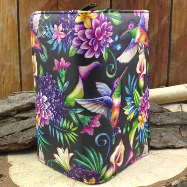 Geldbeutel gross Motiv Kolibri mit Blumen