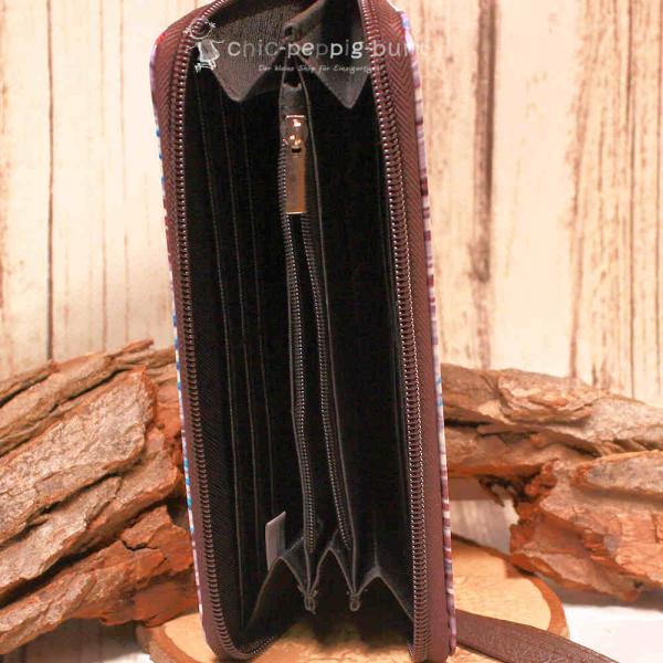 Innenansicht der Lebkuchen-Geldbörse mit 8 Kartenfächern, Münzfach und langen Scheinfächern.