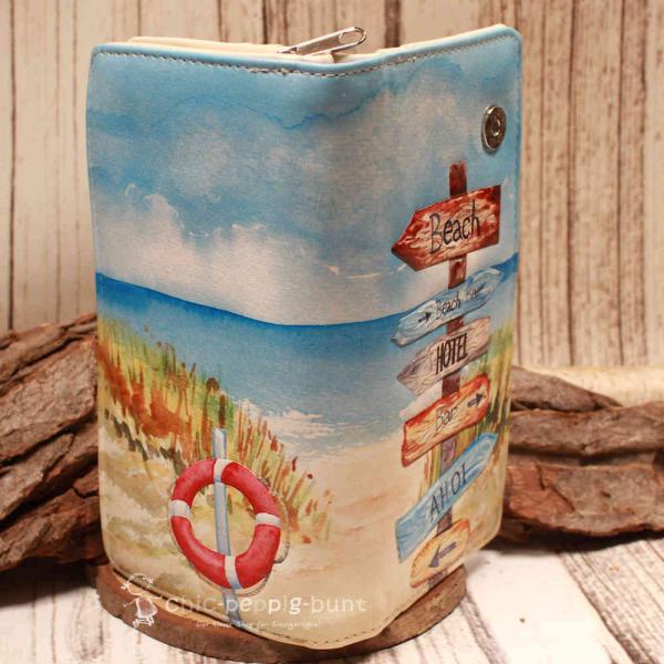 Geldbeutel gross - blau - Kunstleder - Strand Wegweiserschild