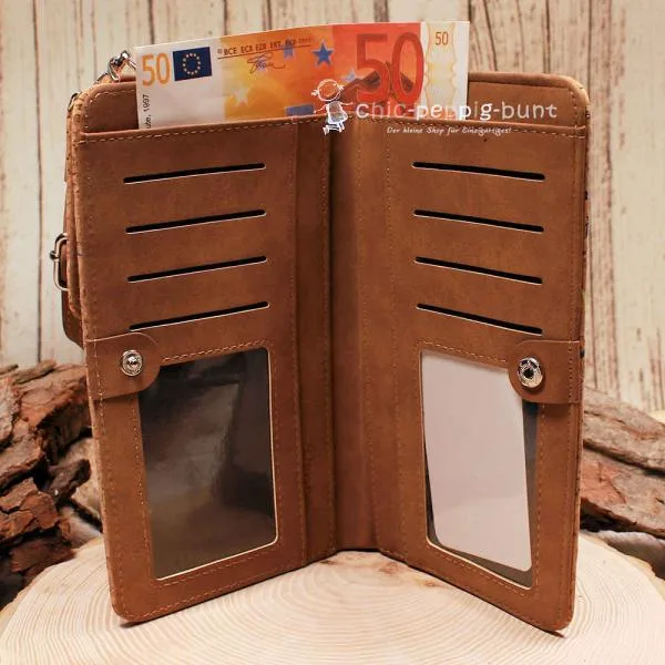 Handtasche - Geldbeutel Kork mit Handyfach hellbraun - geldbeutel handtasche gross kork hell hochformat handyfach