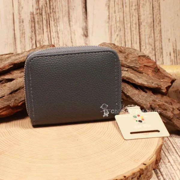 Kindergeldbeutel mit Löwen-Motiv in Jeansblau - geldbeutel kinder loewe kunstleder jeansblau reissverschluss