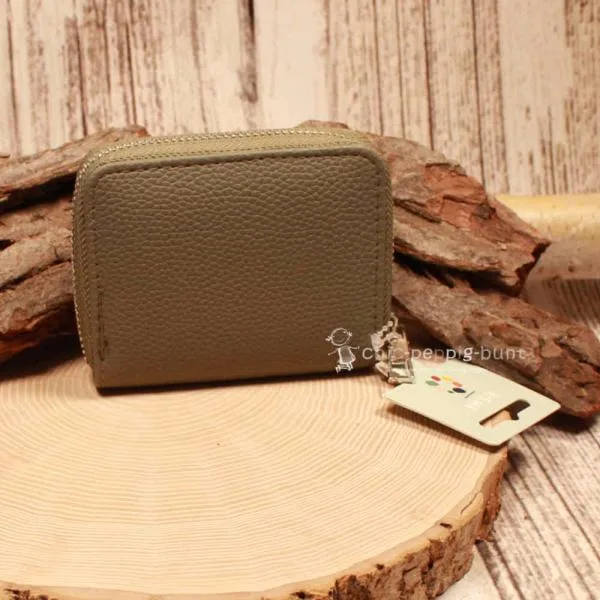 Kindergeldbeutel mit Löwen-Motiv Kunstleder khaki - geldbeutel kinder loewe kunstleder khaki reissverschluss