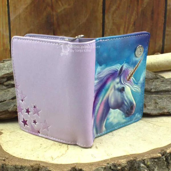 pinker Geldbeutel mit farbenfrohem Einhorn