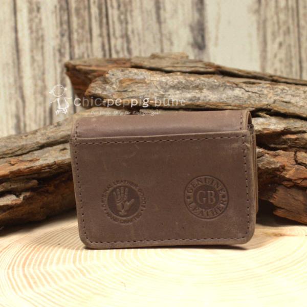 Geldbeutel mini Leder braun 1 Fach mit Druckknopf