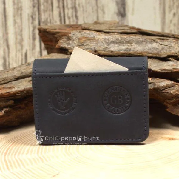Geldbeutel mini Leder dunkelblau 1 Fach mit Druckknopf - geldbeutel mini dunkelblau leder knopfverschluss