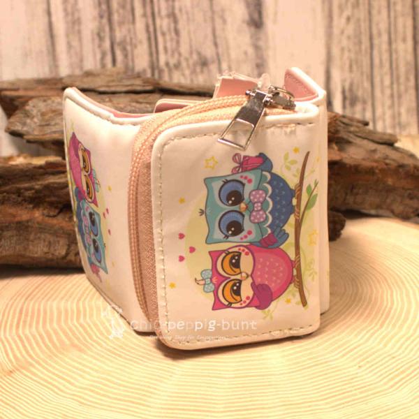 Geldbeutel mini mit Herzen und Eulen Pärchen Motiv