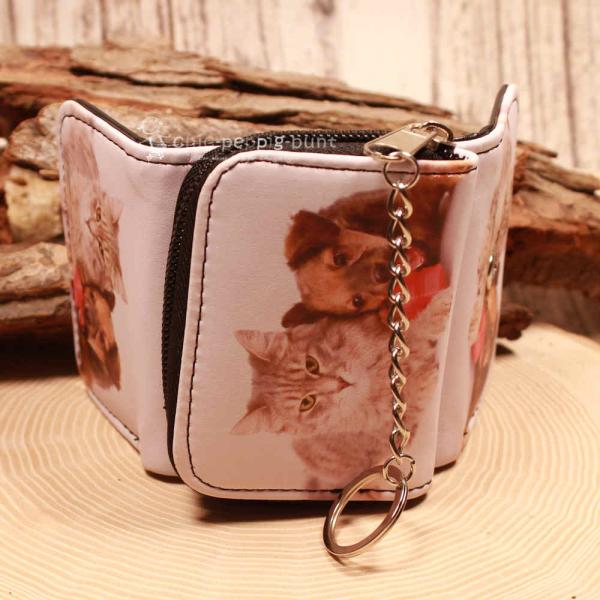 Geldbeutel mit Katze und Hunde Foto Motiv