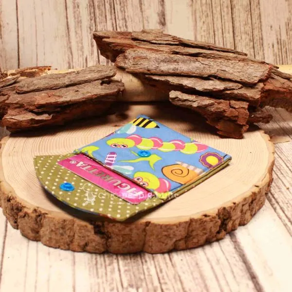 Geldbeutel mini - Stoff - 1 Fach blau Motiv Insekten - Biene - geldbeutel mini kinder stoff 1fach druckknopf blau insekten bunt