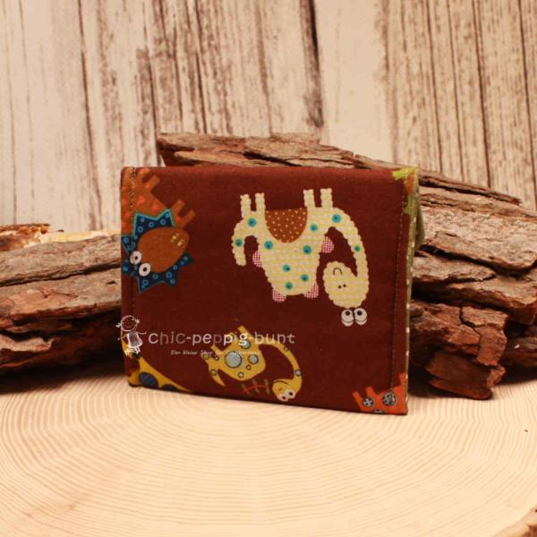 Geldbeutel mini - Stoff - 1 Fach braun Motiv Dinosaurier