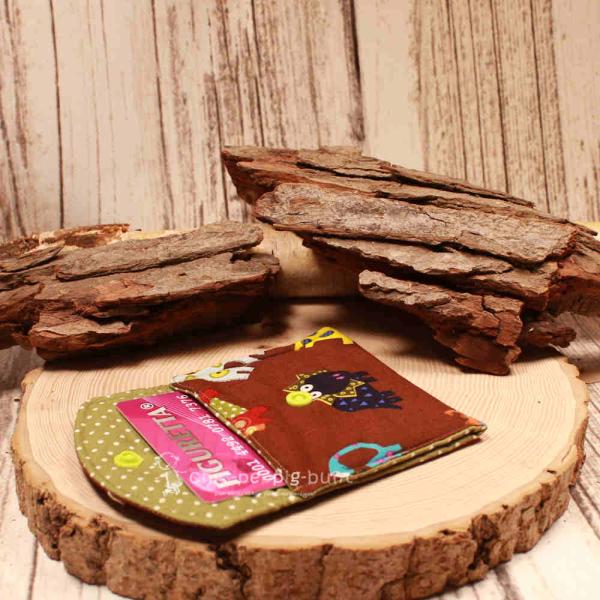 Geldbeutel mini - Stoff - 1 Fach braun Motiv Dinosaurier