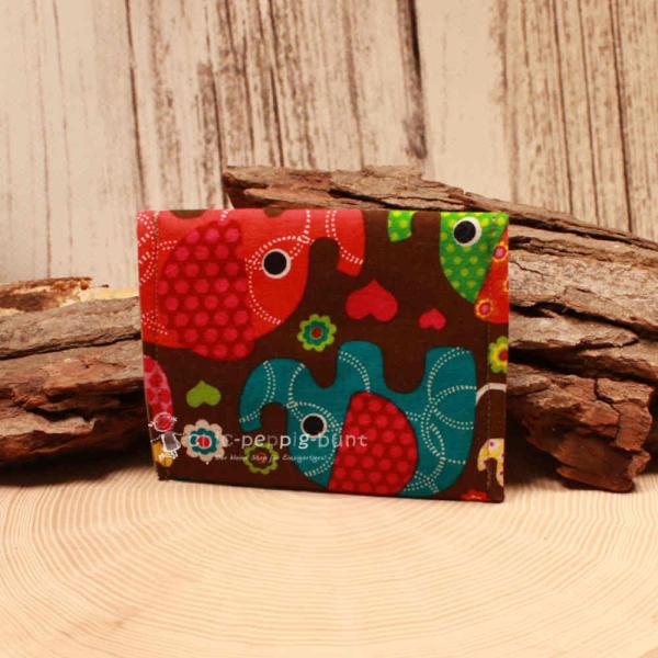 Geldbeutel mini - Stoff - 1 Fach braun Motiv Elefanten