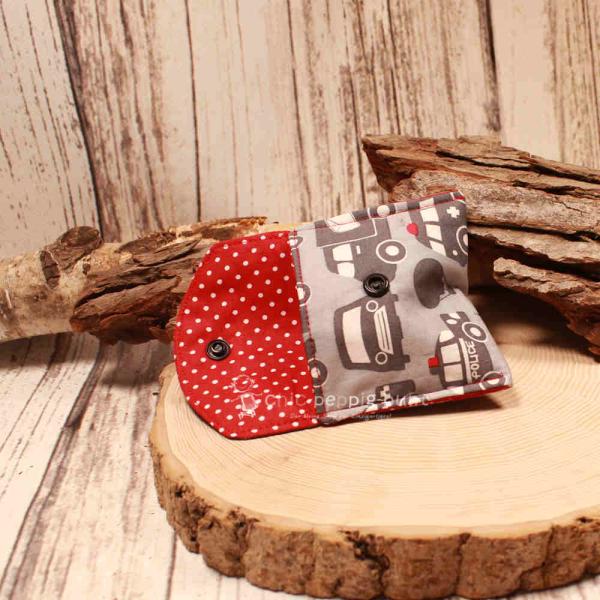 Geldbeutel mini - Stoff - 1 Fach grau Auto Motiv