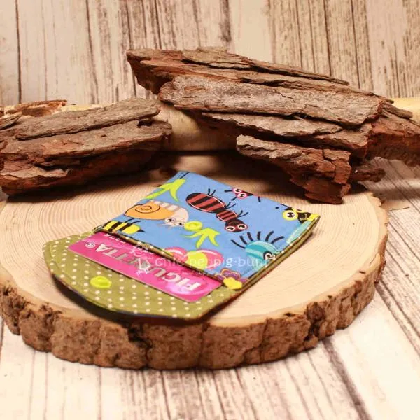 Geldbeutel mini - Stoff - 1 Fach blau Motiv Insekten - geldbeutel mini kinder stoff 1fach druckknopf insekten bunt