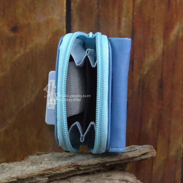 Geldbeutel mini abwaschbar blau mit Dino Motiv