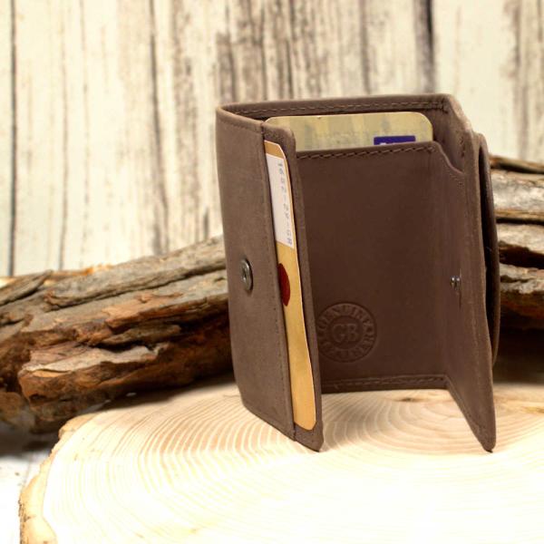 Geldbeutel mini Leder 3 Fächer braun