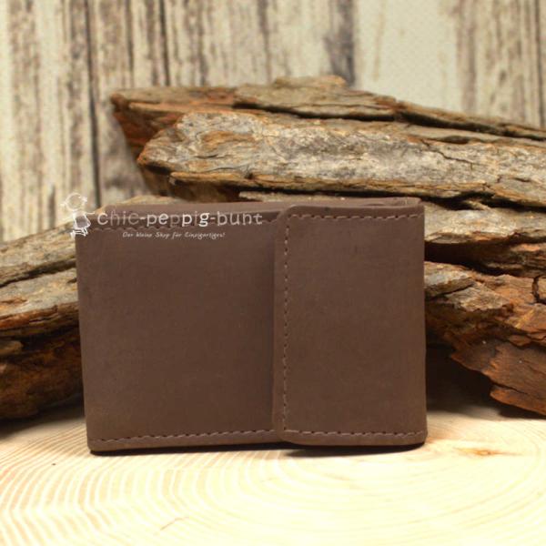 Geldbeutel mini Leder 2 Fächer braun