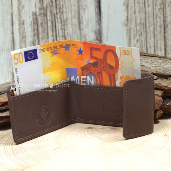 Geldbeutel mini Leder 2 Fächer braun