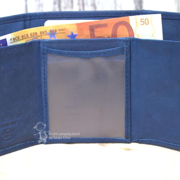 Geldbeutel mini blaues Leder