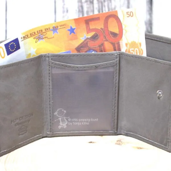 Geldbeutel mini grauem Leder