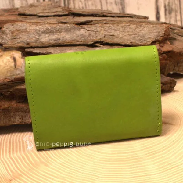 mini Geldbeutel Leder mit Blumen Motiv
