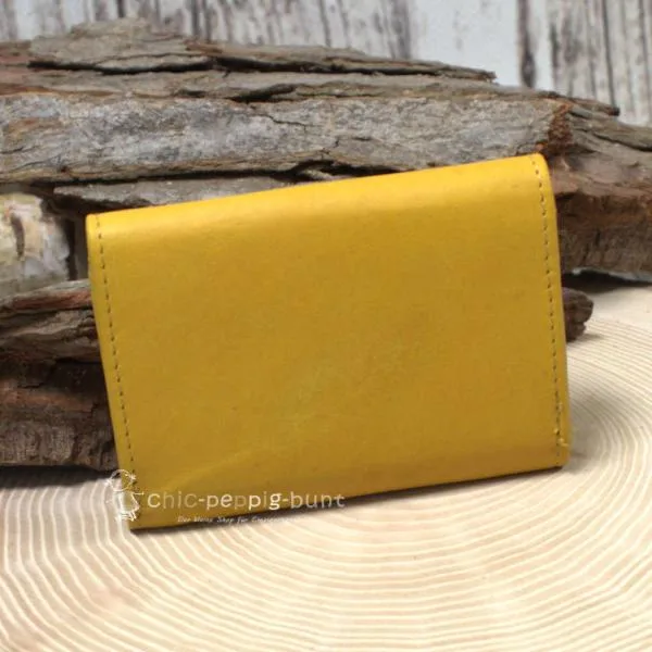 mini Geldbeutel Leder mit Blumen Motiv