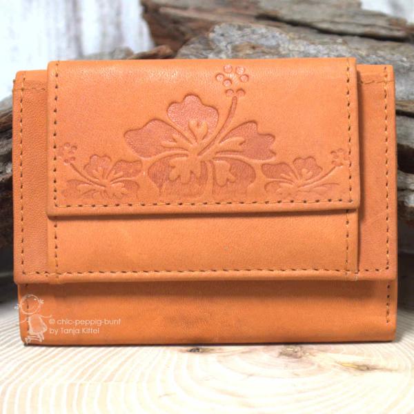 Geldbeutel mini aus orange farbigem Leder