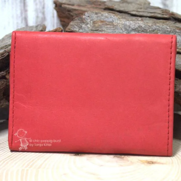 mini Geldbeutel Leder mit Blumen Motiv