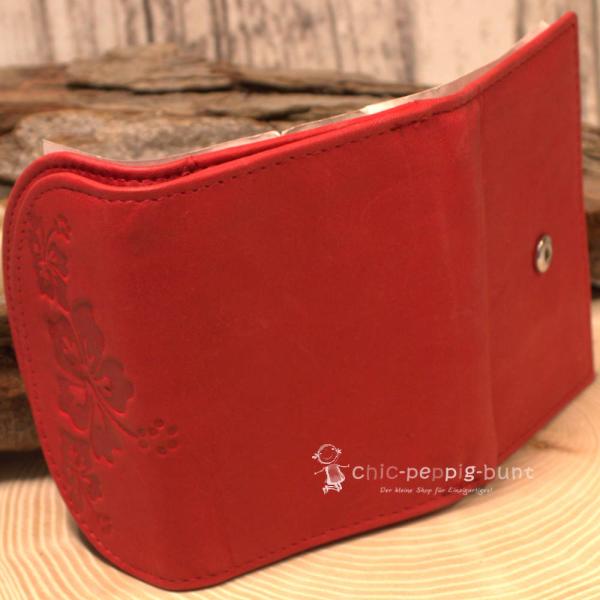 Geldbörse rot mit Blumen Muster