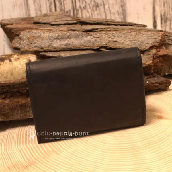 mini Geldbeutel Leder mit Blumen Motiv