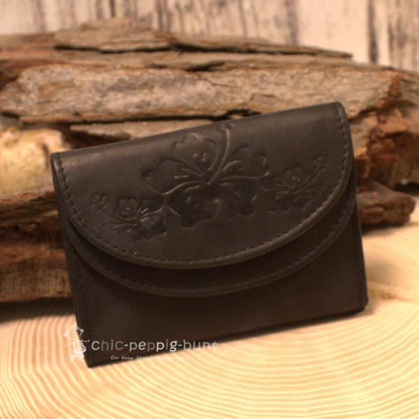 Geldbeutel mini aus schwarzem Leder