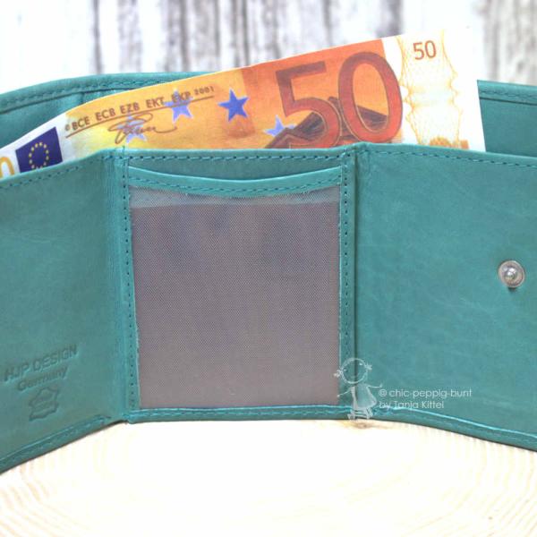 Geldbeutel mini türkis farbiges Leder