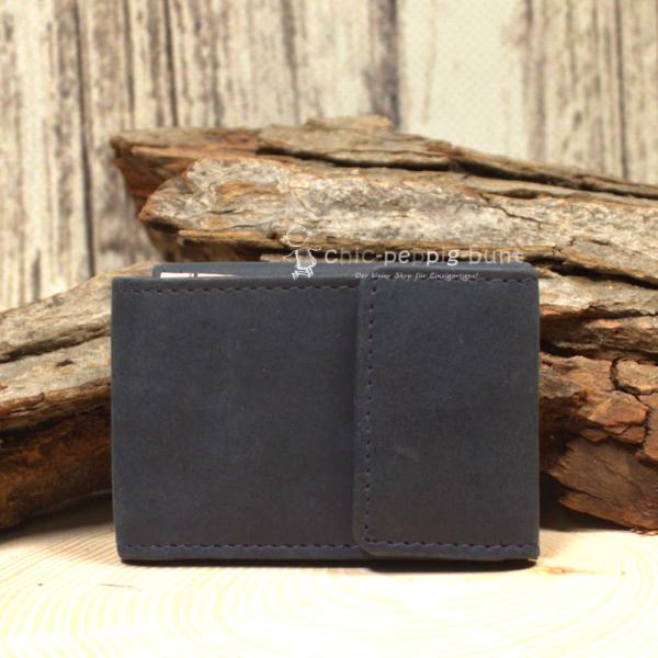 Geldbeutel mini Leder 2 Fächer dunkelblau