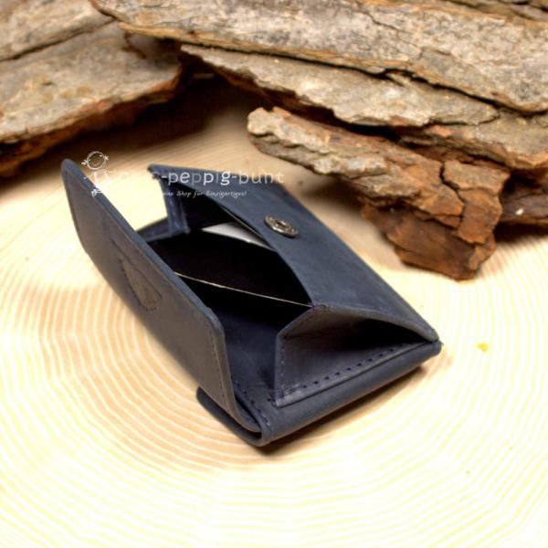 Geldbeutel mini Leder 2 Fächer dunkelblau