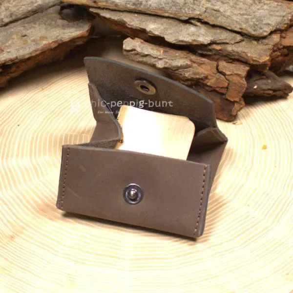 Geldbeutel mini Leder 1 Fach braun - geldbeutel mini leder knopfverschluss braun kleingeldbeutel