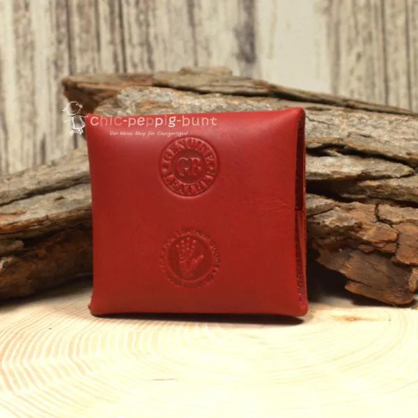 Geldbeutel mini Leder 1 Fach rot - geldbeutel mini leder knopfverschluss rot kleingeldbeutel