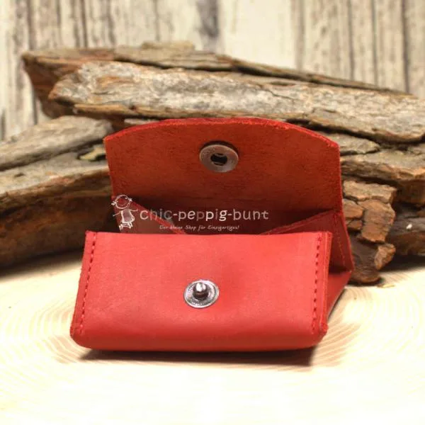 Geldbeutel mini Leder 1 Fach rot - geldbeutel mini leder knopfverschluss rot kleingeldbeutel