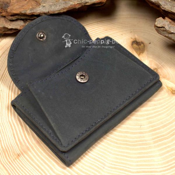 Geldbeutel mini schwarzes Leder 3 Fächer