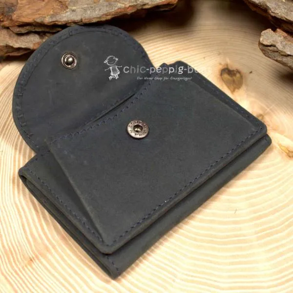 Geldbeutel mini schwarzes Leder 3 Fächer - geldbeutel mini leder schwarz baum motiv knopfverschluss