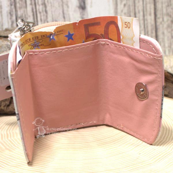 Geldbeutel mini lila mit rosa farbigem Nilpferd