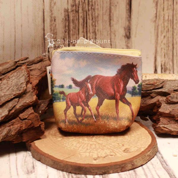 Pferde-Geldbörse mit Blick in das geräumige Hauptfach für Münzen und Scheine.