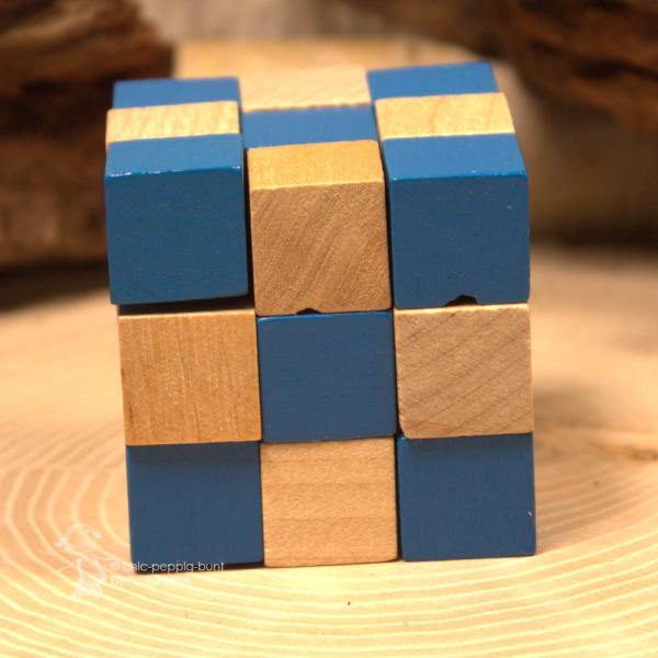 Geschicklichkeitsspiel Holz blau Würfel