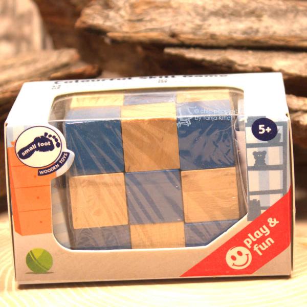 Geschicklichkeitsspiel Geduldspiel blauer Holzwürfel Holzspielzeug, Kugel-Labyrinth (5x5 cm), zum Verkaufen